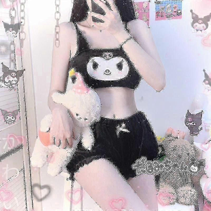 لطيف سانريو كورومي My Melody Cinnamoroll بيجامة مجموعة حمالة الصدر الملابس الداخلية