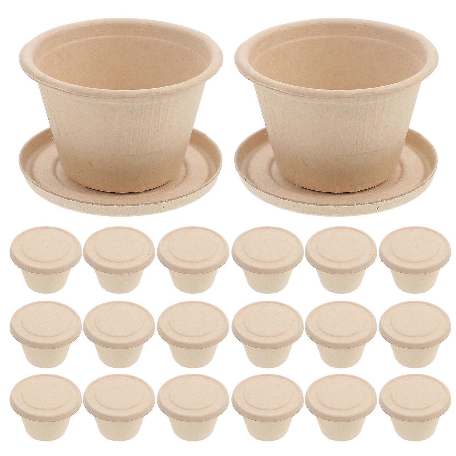 Pulp Containers with Lids for Takeout Khaki Small 4 oz