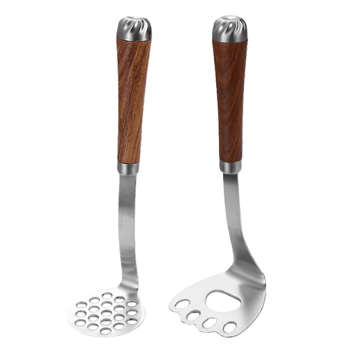 2Pcs Manual Potato Masher with Ergonomic Handle Stainless Steel Tool for Vegetables and Fruits