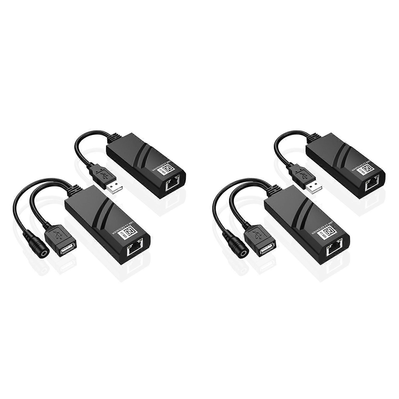 2X USB 2.0 Extender over Cat5 Cat5E Cat6 Ethernet Cable Transfer Up to 100M RJ45 Receiver with DC5V/2A Power Adaptor(EU)
