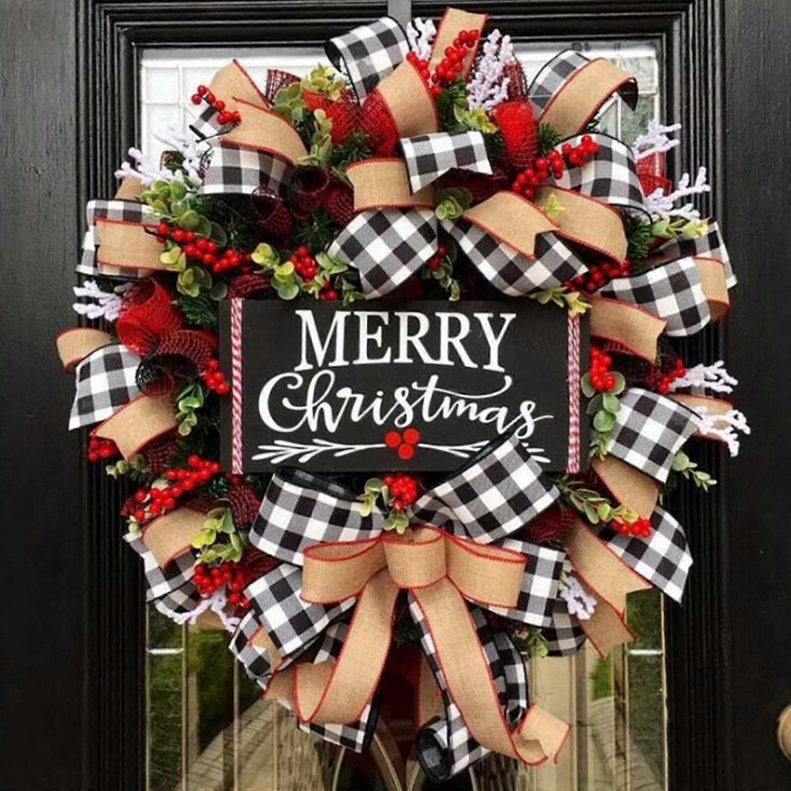Luxsea Front Door Decor Wreath with Red Berries