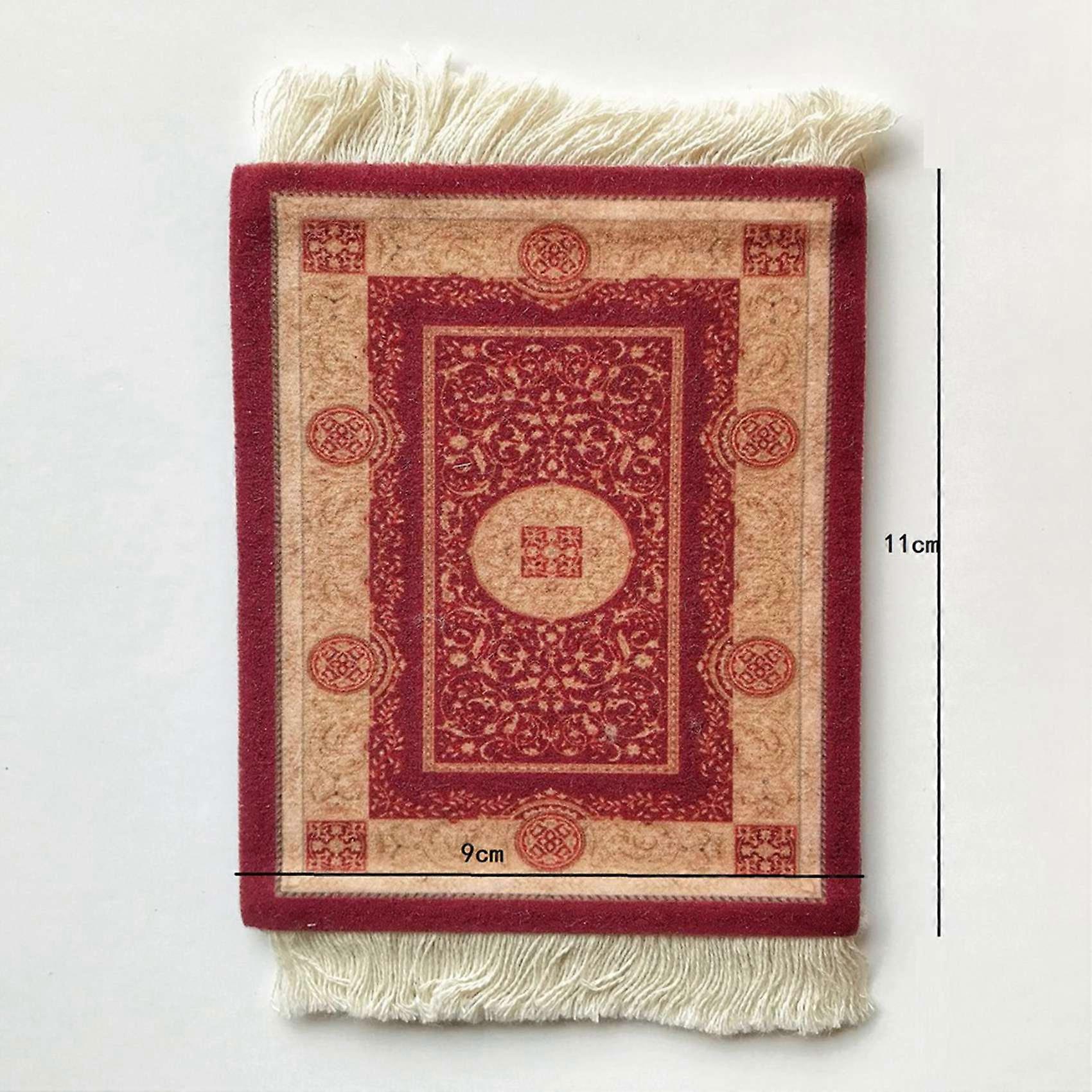 4x Mini Persian Woven Coasters Carpet Pattern Coaster Dining Table Decoration Technology.Red