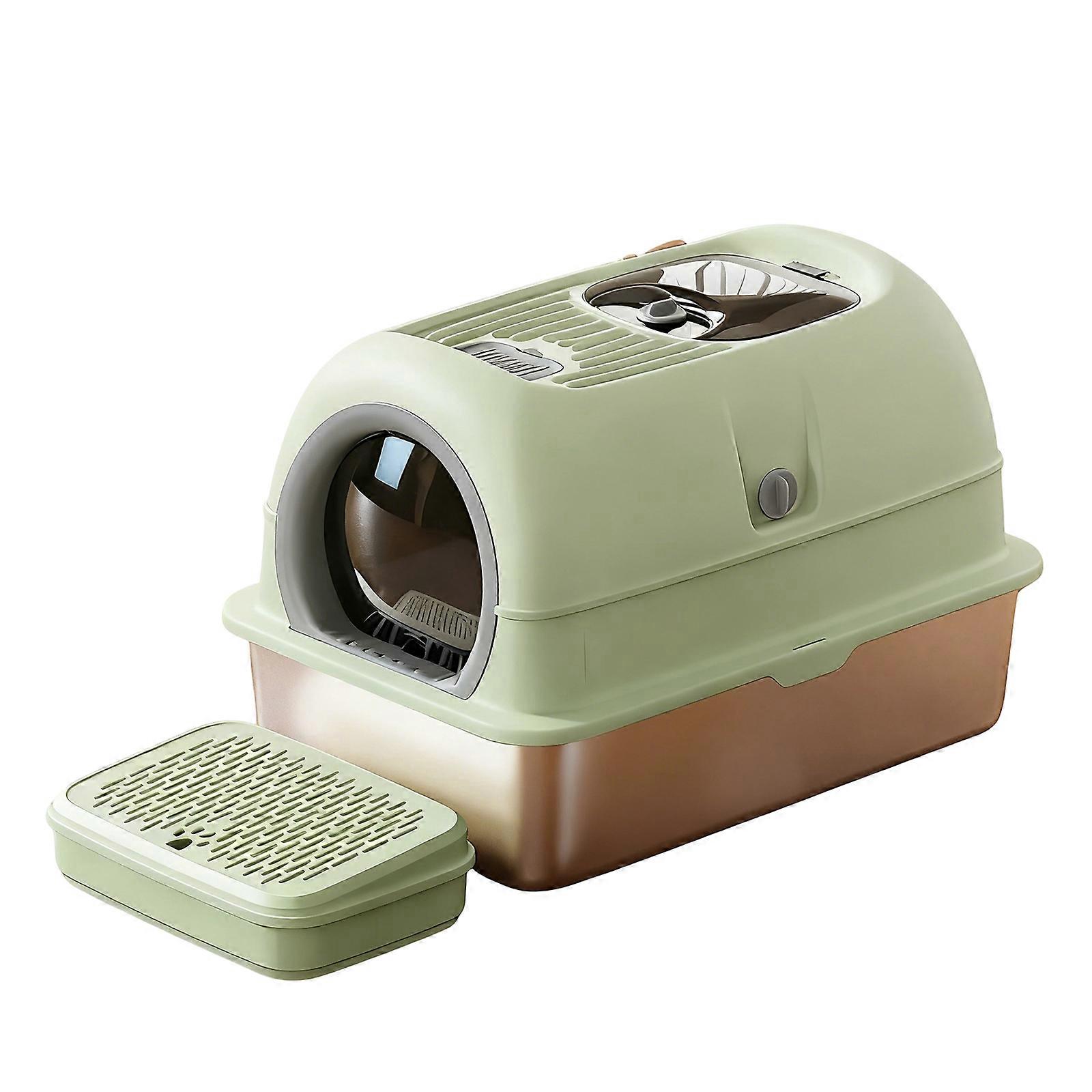 Easy to Clean Enclosed Litter Box Cats Smooth Surfaces Enclosed Easy Cleaning Litter Box Multicolored  mint green