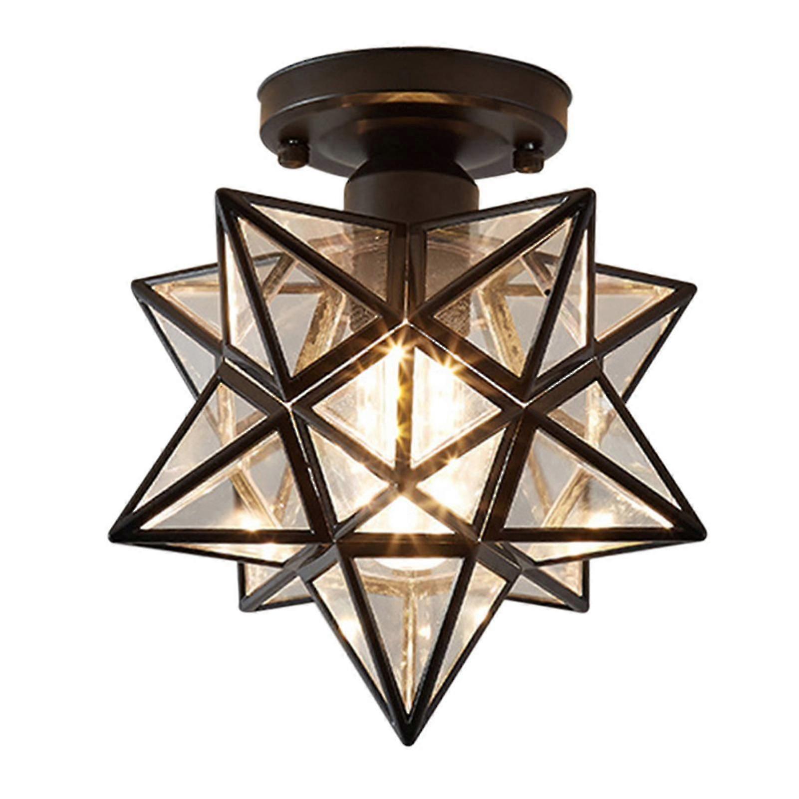 Moravian Star Tiffany Style Glass Ceiling Lamp