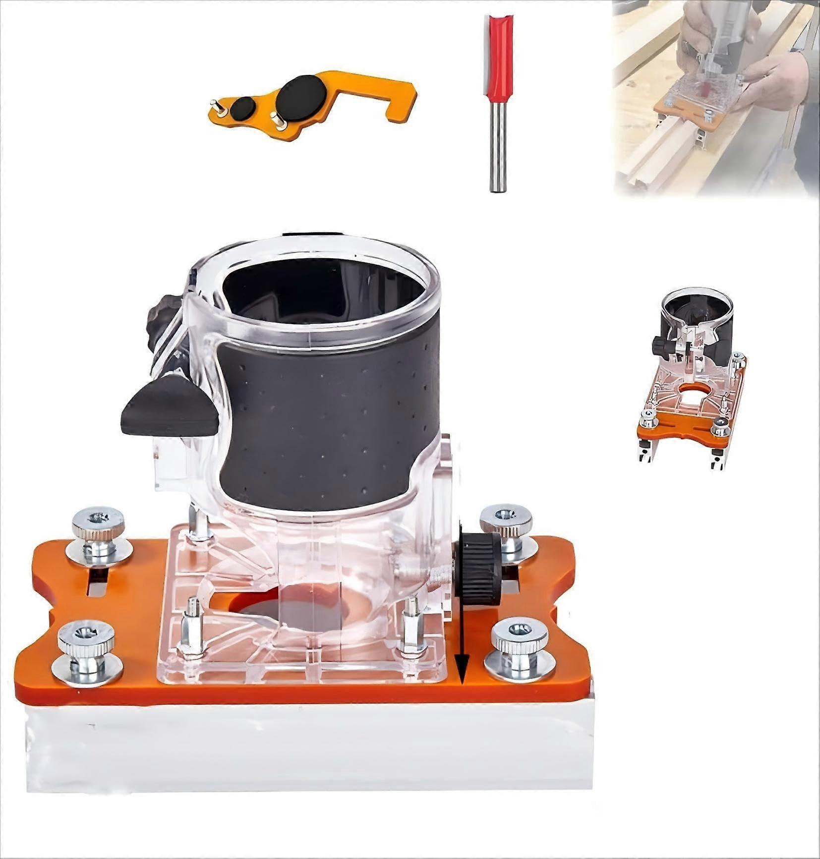 2in1 Adjustable Router Base for Slotting and Grooving, Precision Woodworking Attachment A1pc