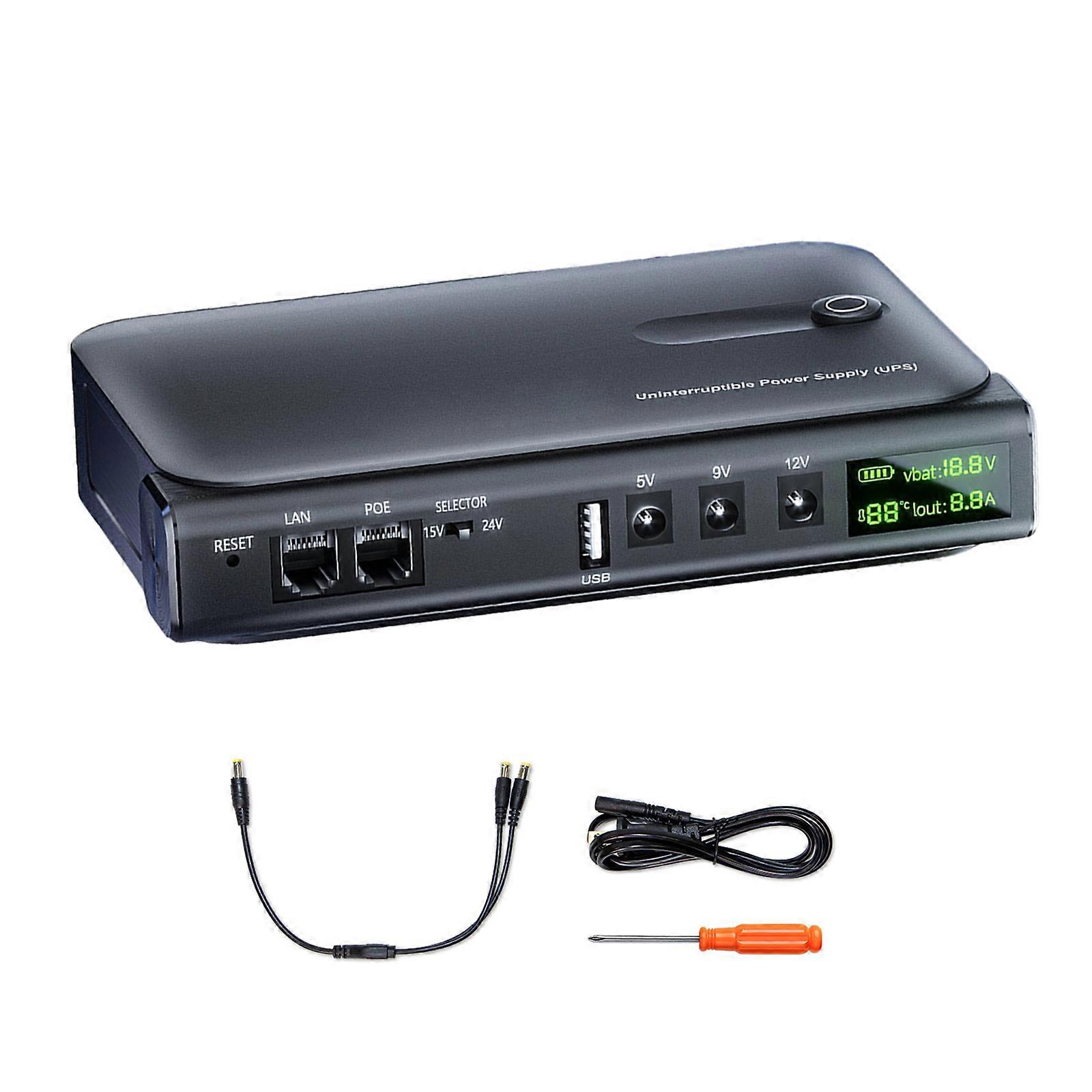 Digital Display UPS Power Supply Featuring 36W Output Efficient Charging Compact Overload Protections for Routers Multicolor