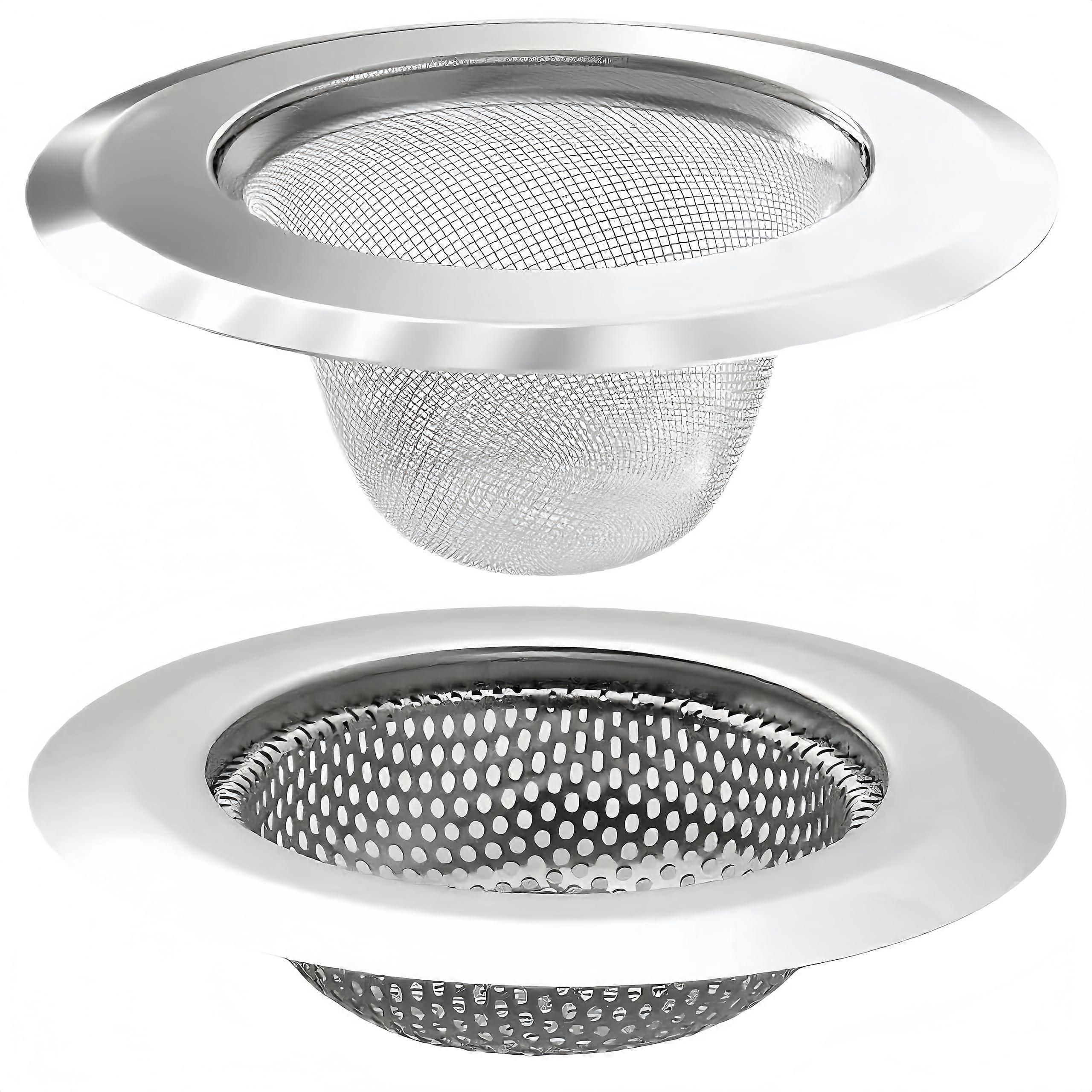 2PCS Stainless Steel Kitchen Sink Strainer Set, Dual Mesh Clog Prevention for Garbage Disposal, 4.5in Wide Rim
