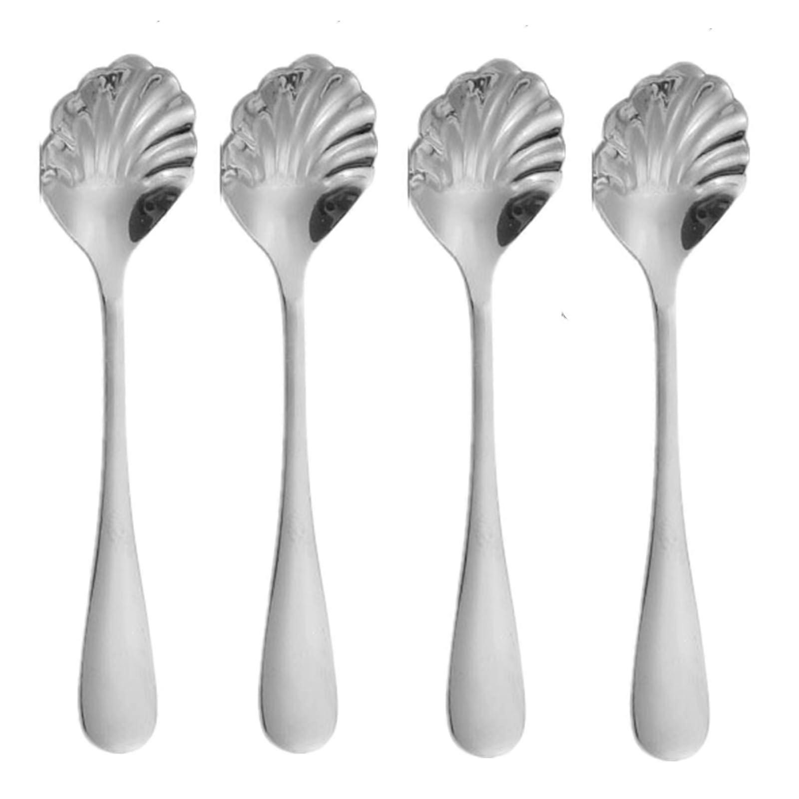 Stainless Steel Shell Shaped Mini Spoons for Dessert, Coffee, Tea and Jam, Set of 4