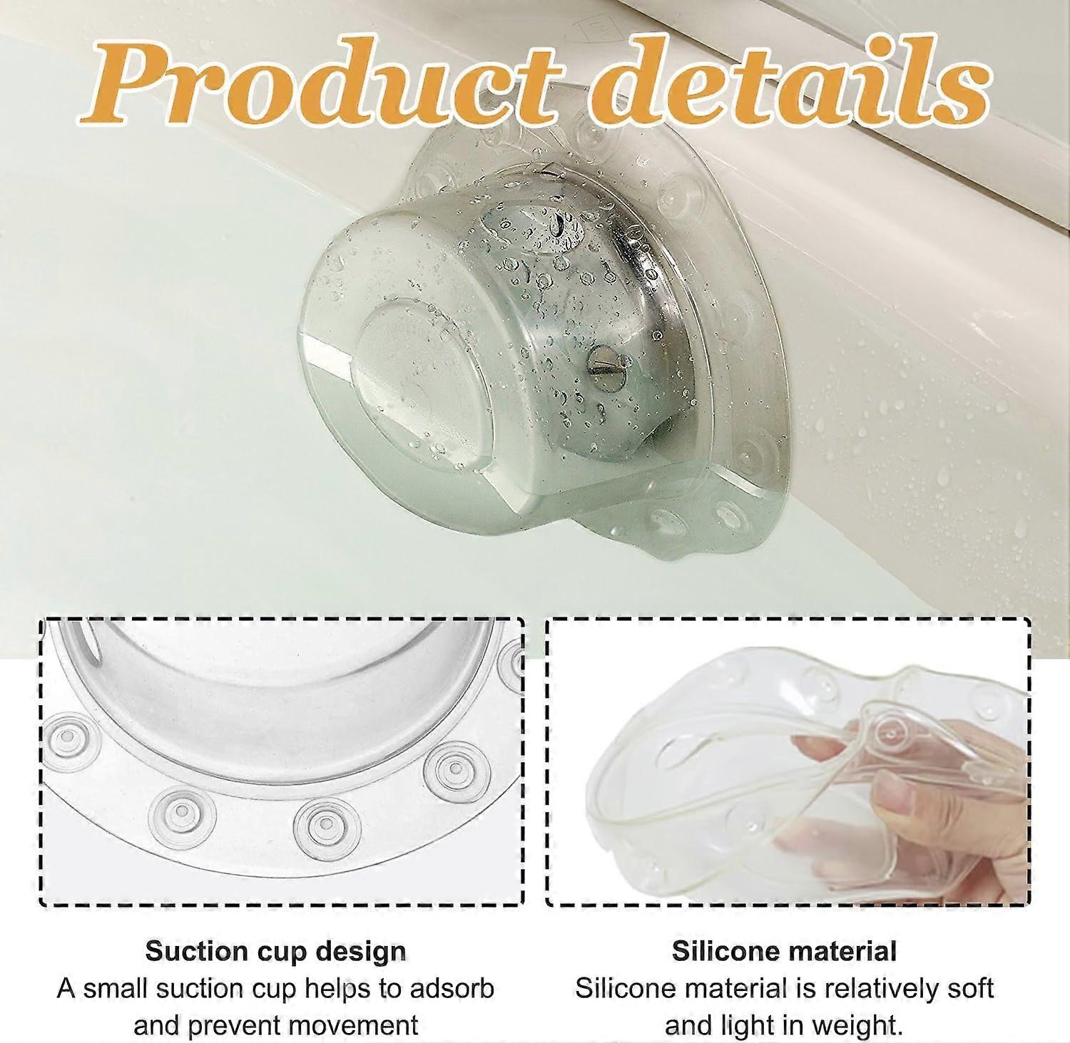 Clear Silicone Bathtub Overflow Cover – Universal Drain Fit with Suction Seal for Deeper Baths