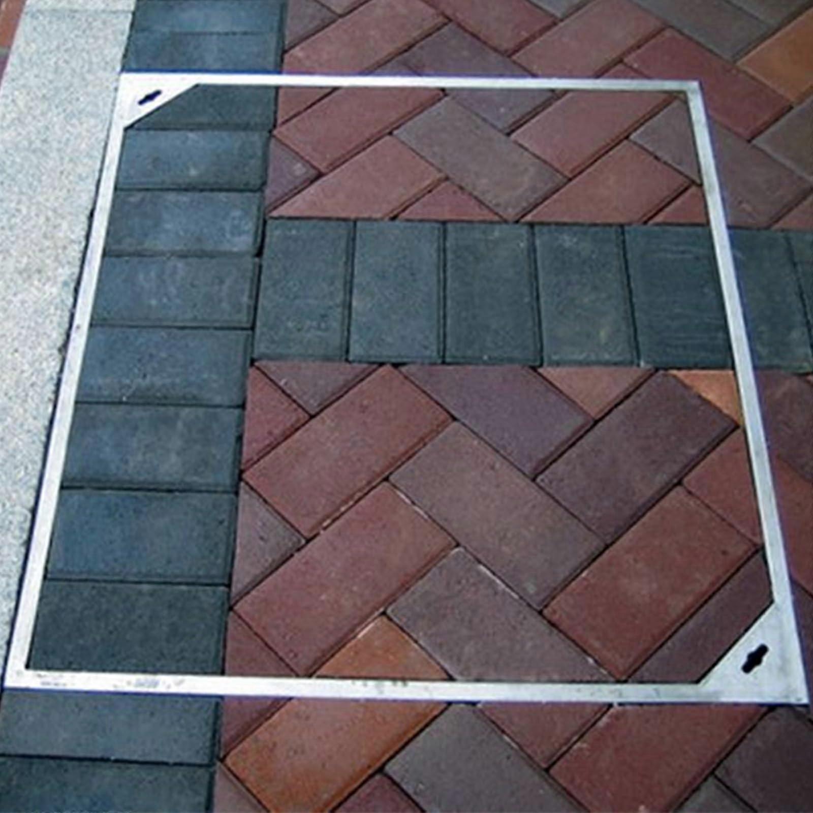 Recessed Resin Manhole Cover With Galvanized Base Frame Rectangular Silver 700x600mm (27.5x23.6in)
