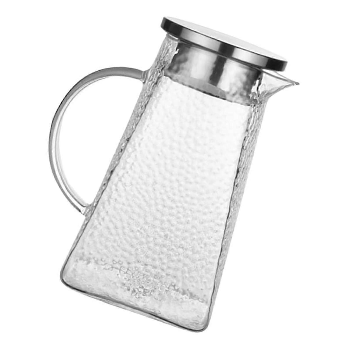 Glass Water Pitcher with Lid Large Capacity Durable Glass Jug for Iced Tea Juice and Water