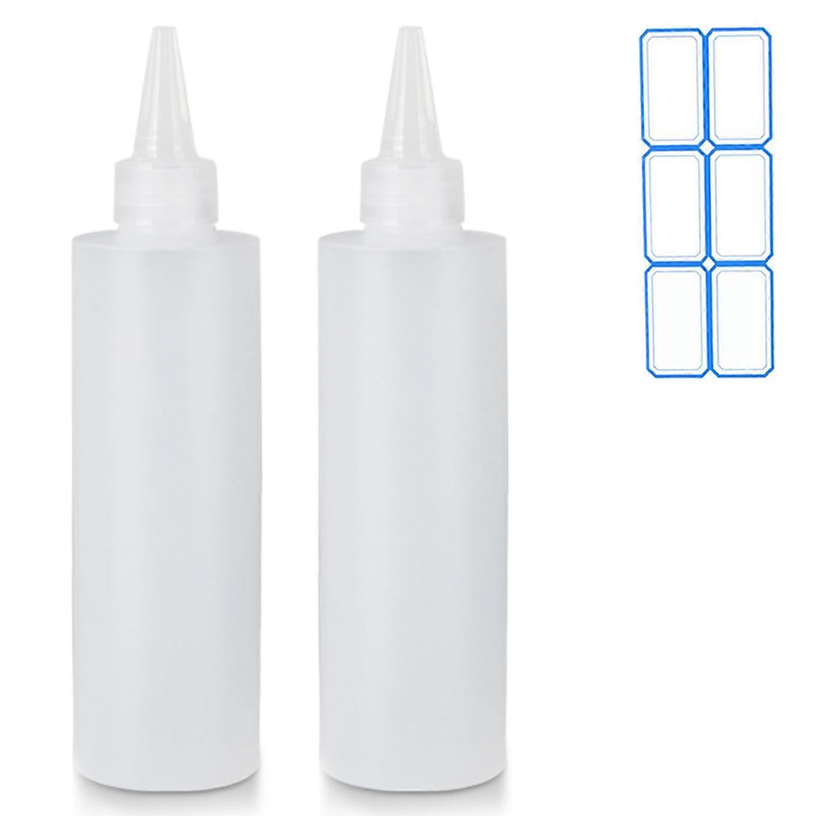 2 Pack 10oz Leakproof Condiment Squeeze Bottles Set, Clear Refillable BPA PET for Kitchen Use