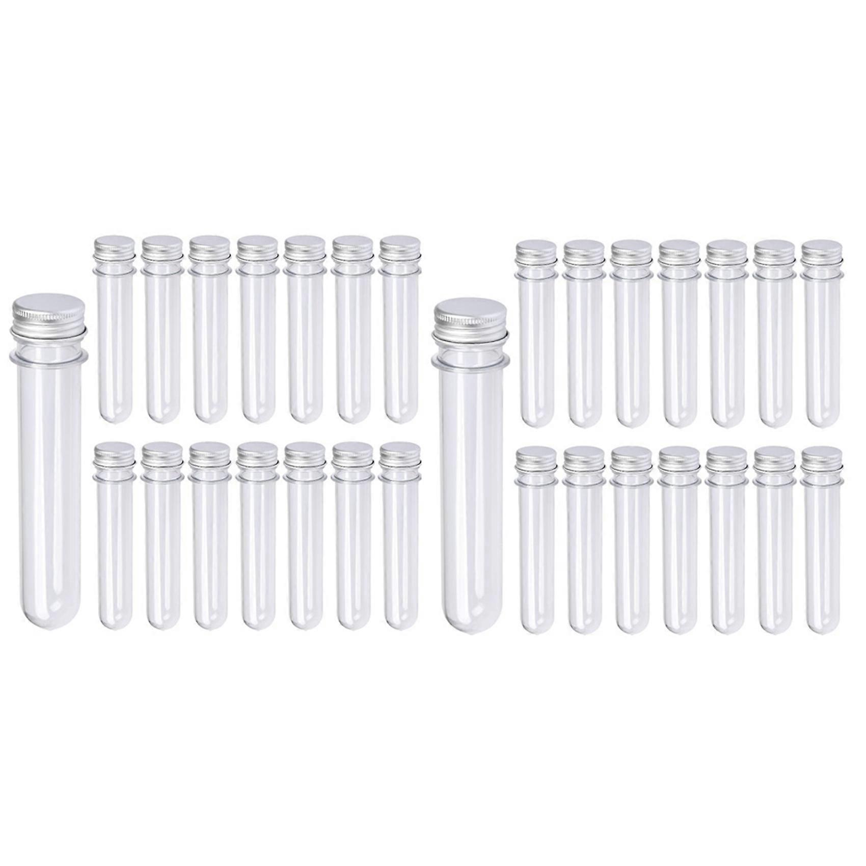 60 PCS 40ML Plastic Test Tubes with Screw Caps Reusable Transparent Container Tubes Transparent Test Tube