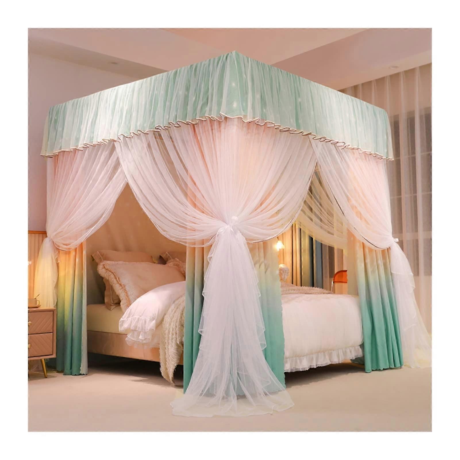 Mosquito Net Bed Canopy, Princess Style Curtain with Stainless Steel Frame, 180x200cm Double Bed