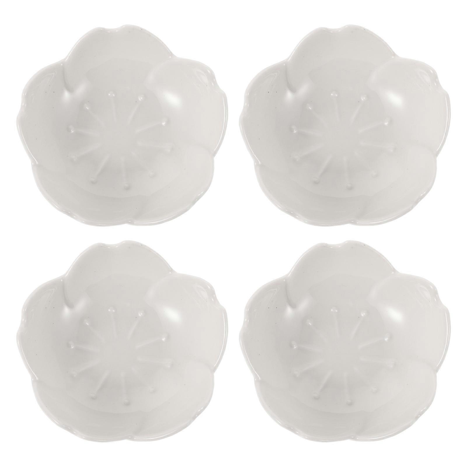 Ceramic Appetizer Plates Flower Design for Serving 4Pcs Seasoning Dishes