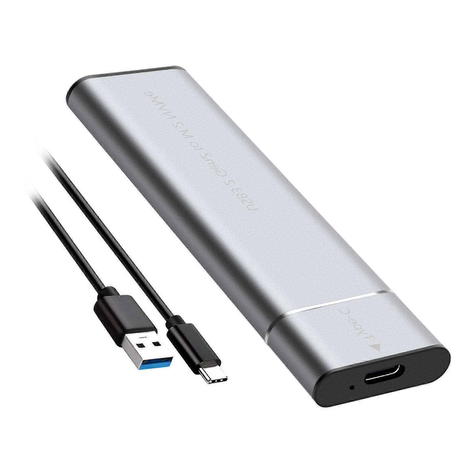 M.2 NVME External Solid Disk Enclosure Case, 10Gbps Fast Data Transfer, Aluminum Casing  For 2230 2242 2260 2280 Disks  Silver
