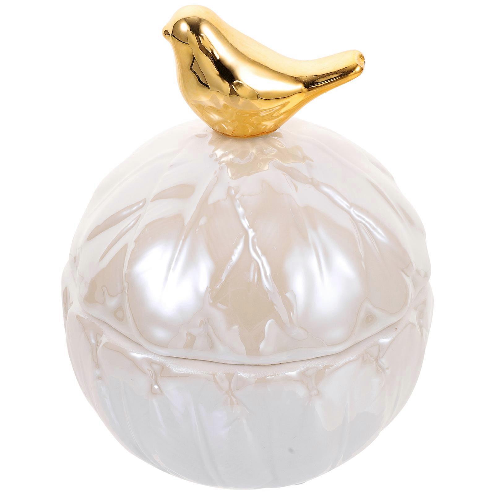 Ceramic Decorative Jars Small Ceramic Jar Living Room Dustproof White 1Set