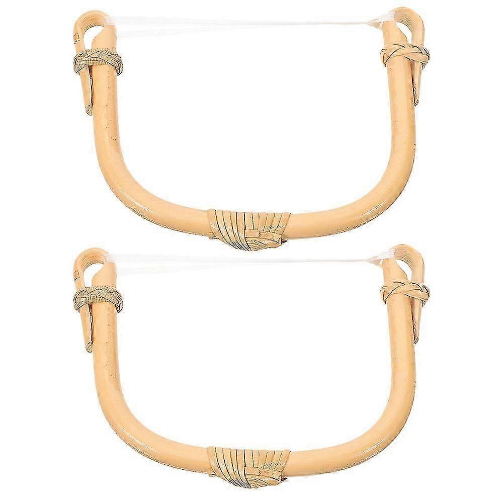 Rattan Handle Replacement For Teapot Ceramic Pottery Kettle Beige U-Shape Comfortable Grip 2Pcs