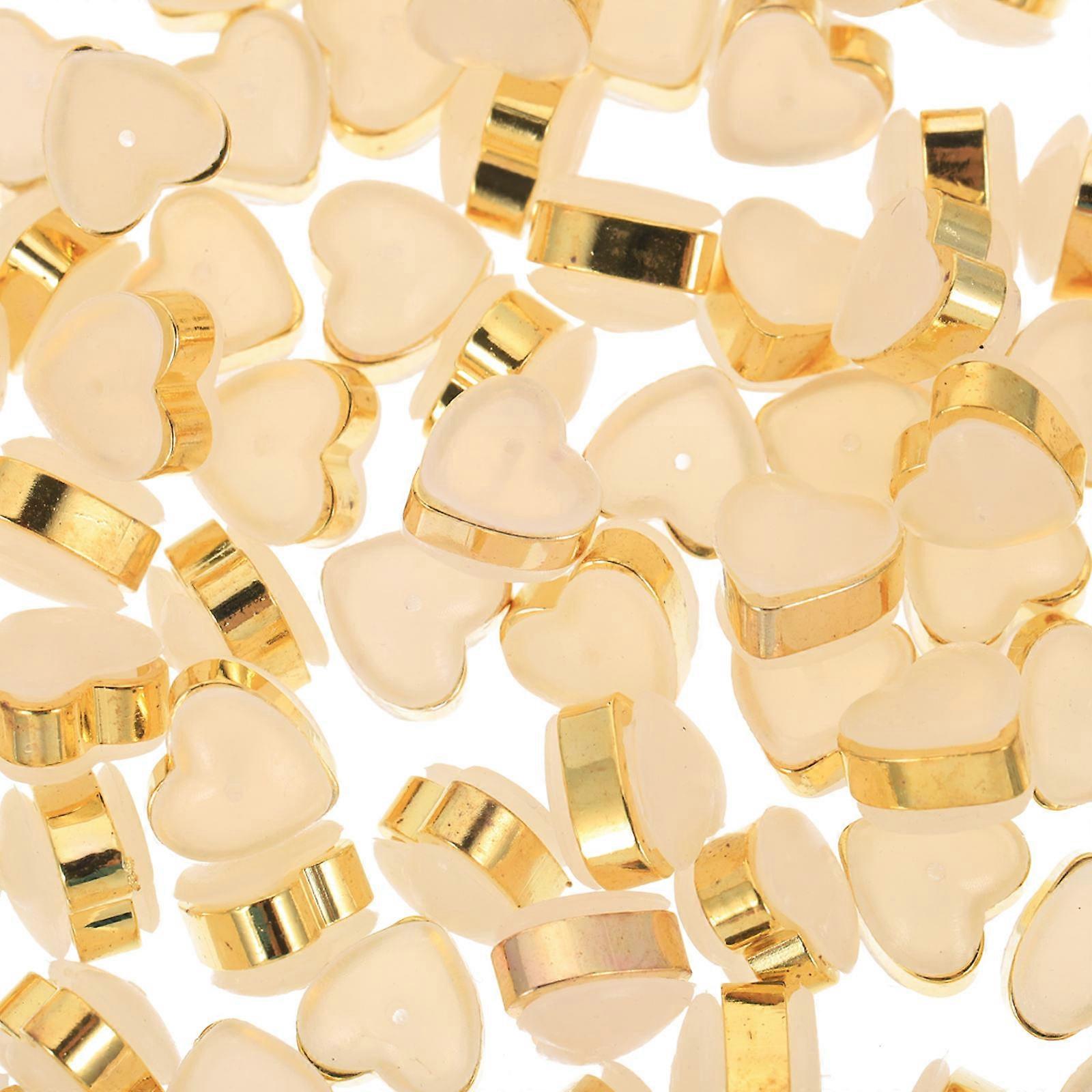 Silicone Earring Backs for Secure Locking 500Pcs Golden Heart Shape