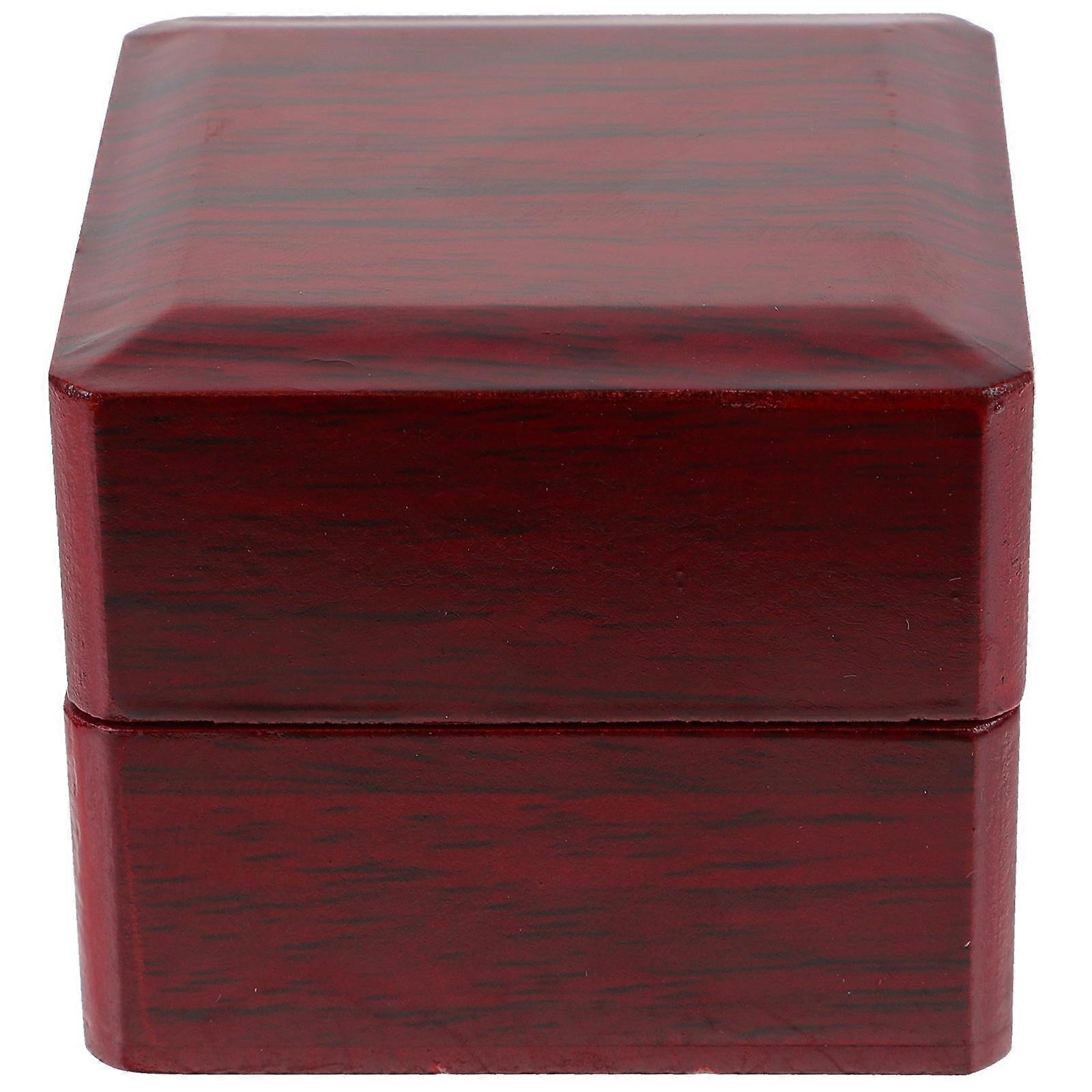 Dark Red Ring Box Wooden Display Case for Storage 3Pcs