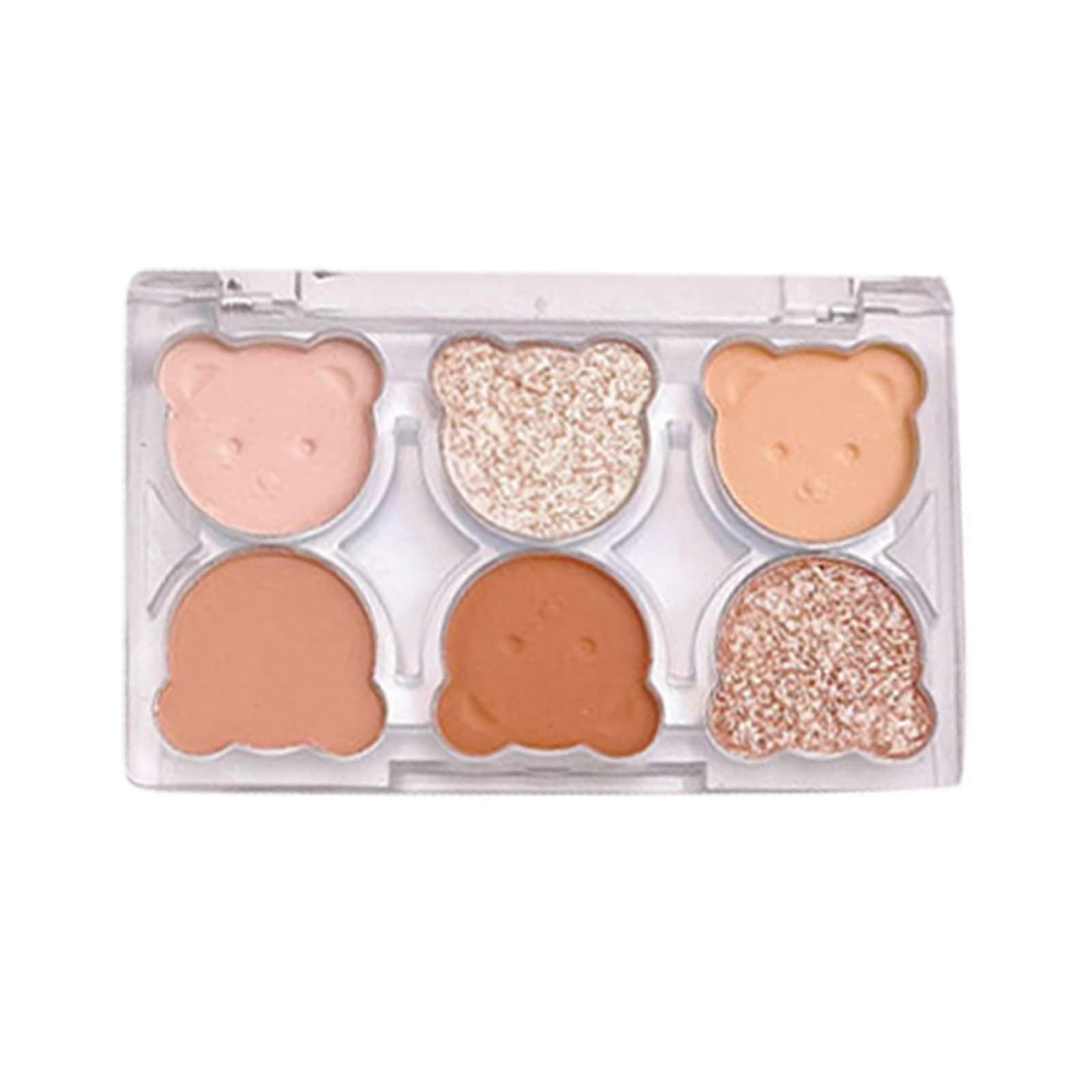 Eyeshadow Palette with 6 Matte and Shimmer Shades Bear Design LongLasting Blendable Makeup