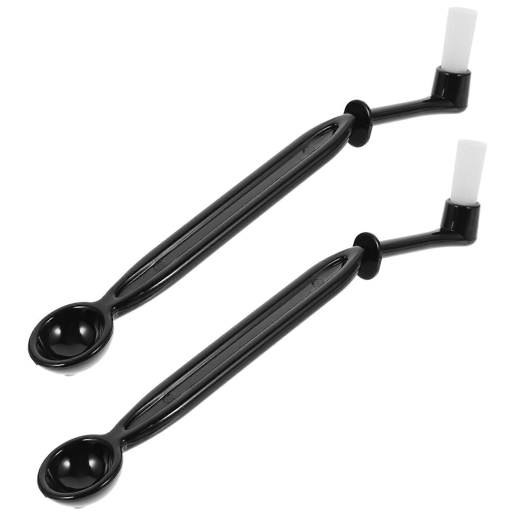 Espresso Machine Cleaning Brush with BurnProof Spoon and Angled Nylon Bristles, 2pcs Black