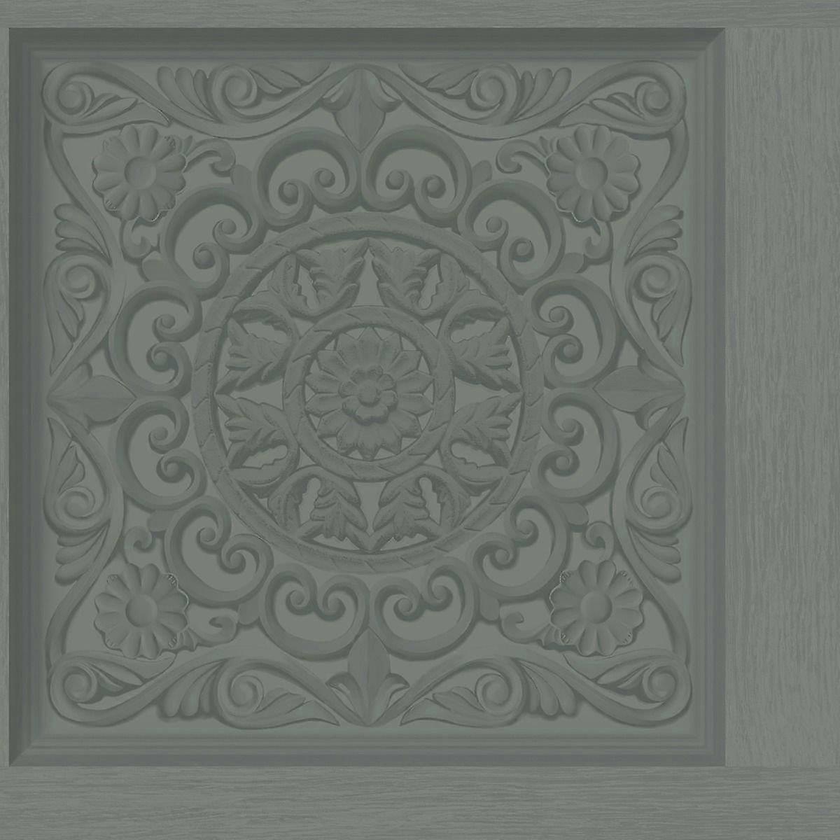 Holden Decor Ornate Panel Teal Wallpaper