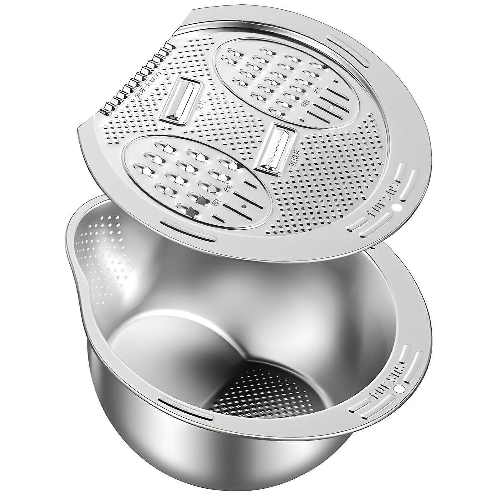 304 Stainless Steel Rice Strainer and Vegetable Grater, 4in1 MultiPurpose Kitchen Tool