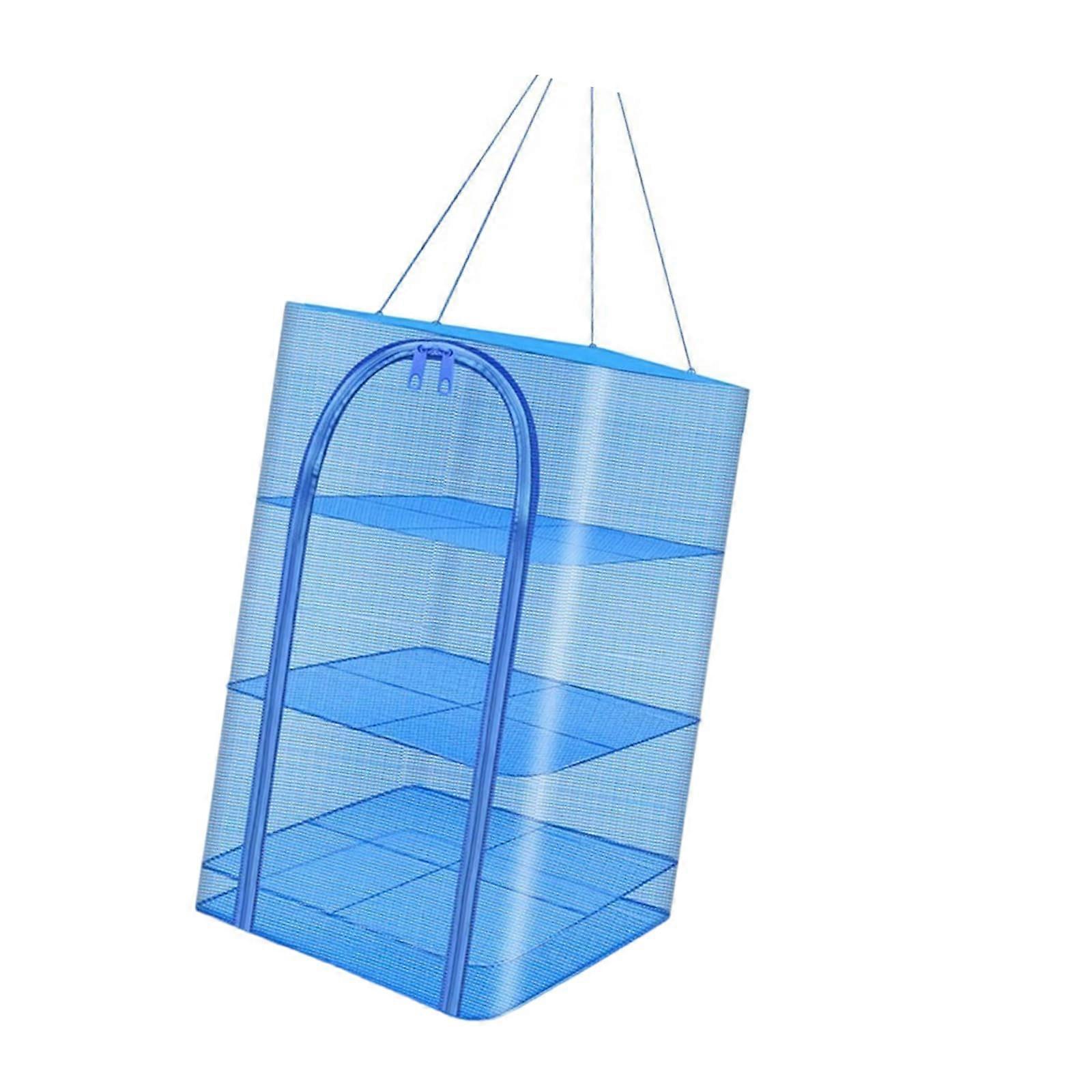 4 Layer Hanging Drying Net with Zipper, Foldable InsectProof Mesh Rack for Fish Vegetables Fruits