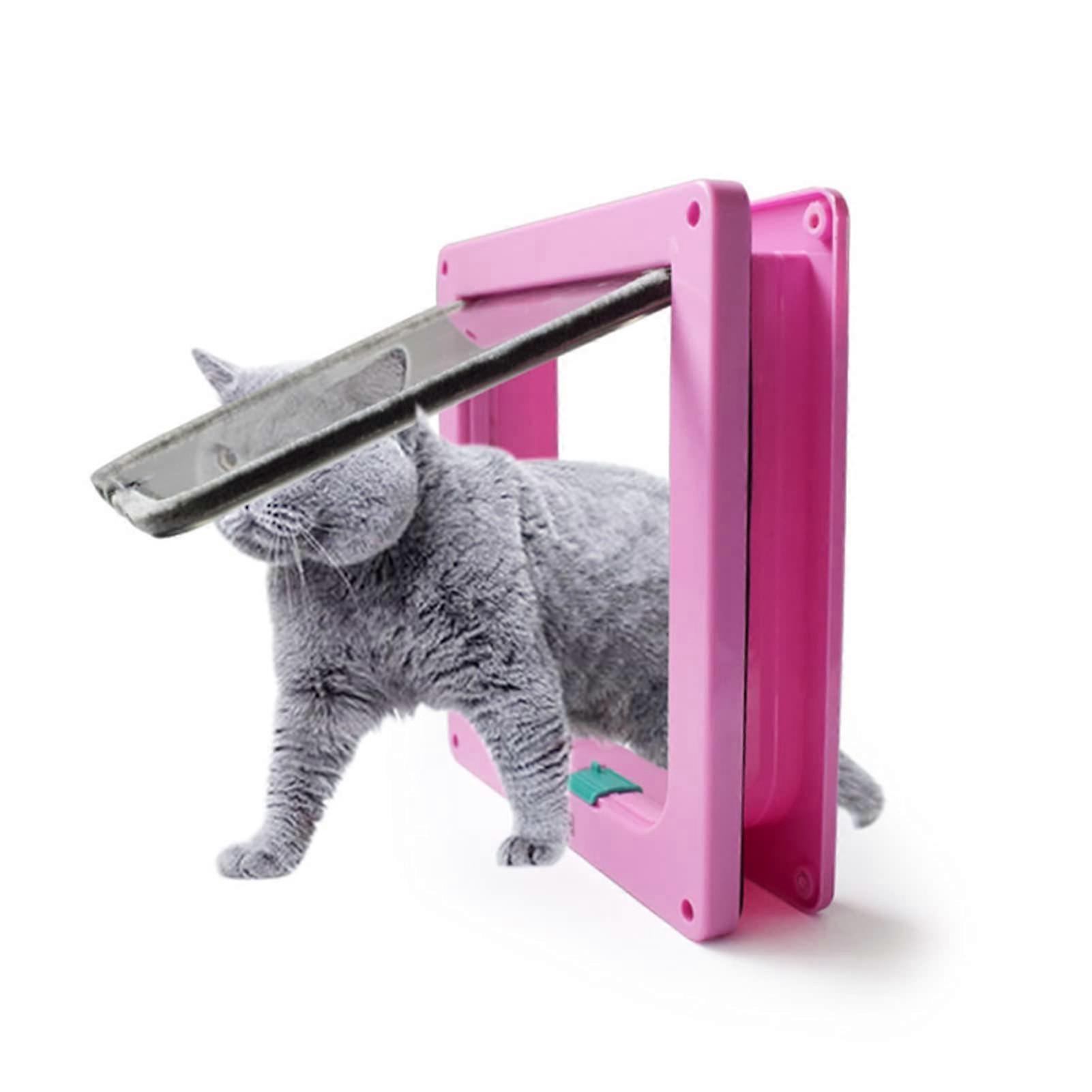 Cat Door with 4 Way Locking System for Interior and Exterior, Transparent Flap for Small Pets