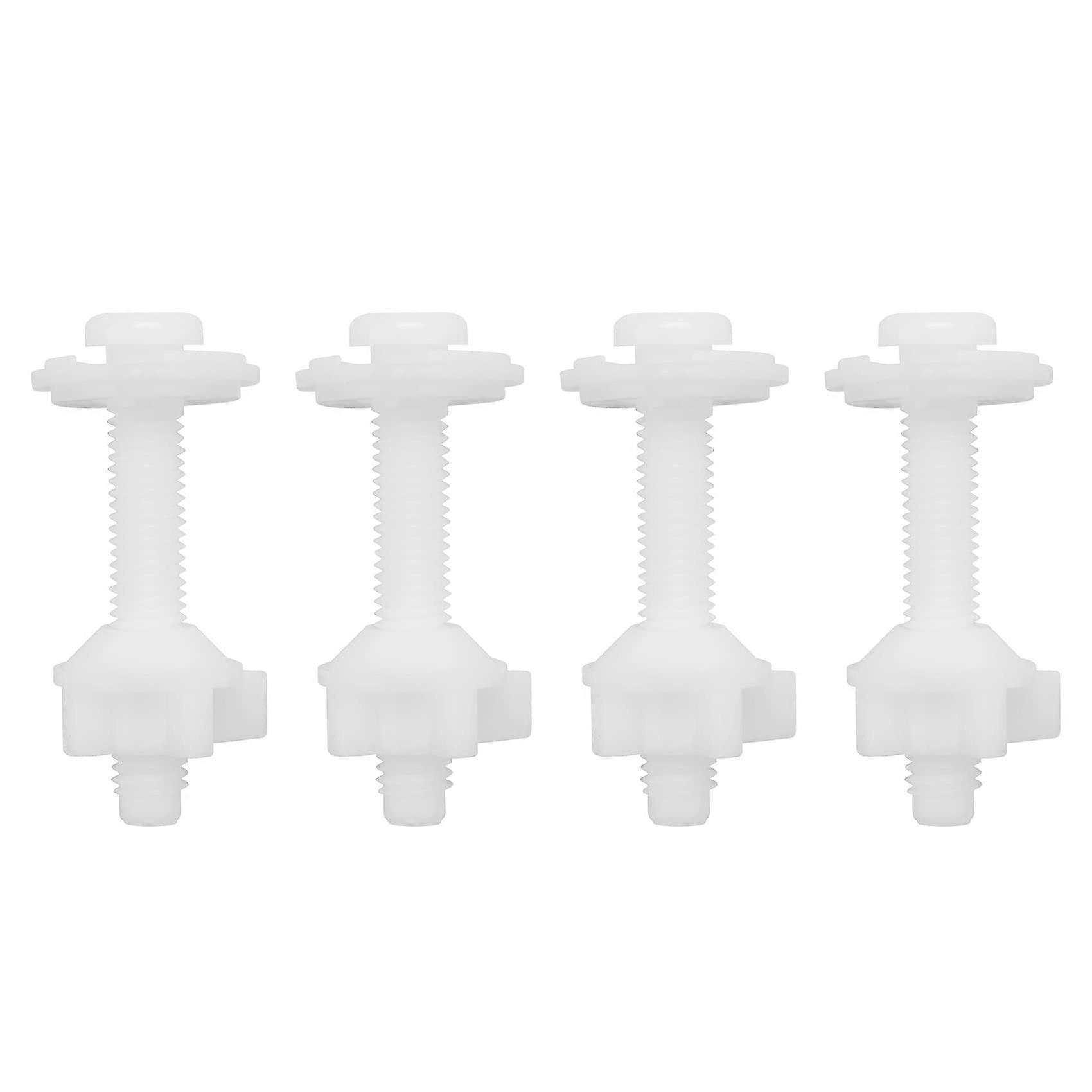 4PCS Toilet Seat Fixing Kit with Plastic Hinge Bolts and Nuts, Universal Rust White Set
