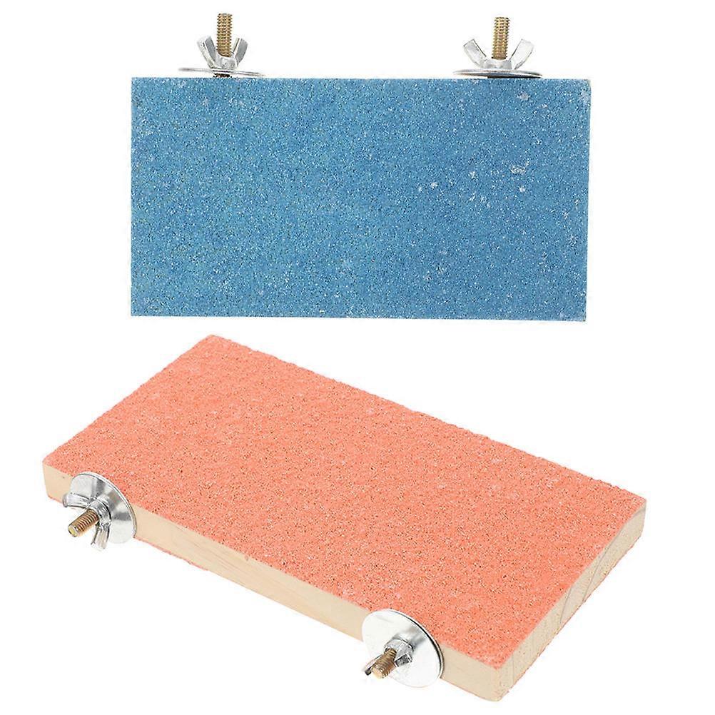 Pet Bird Wooden Perch Platform for Climbing 2Pcs Assorted Color Accessory