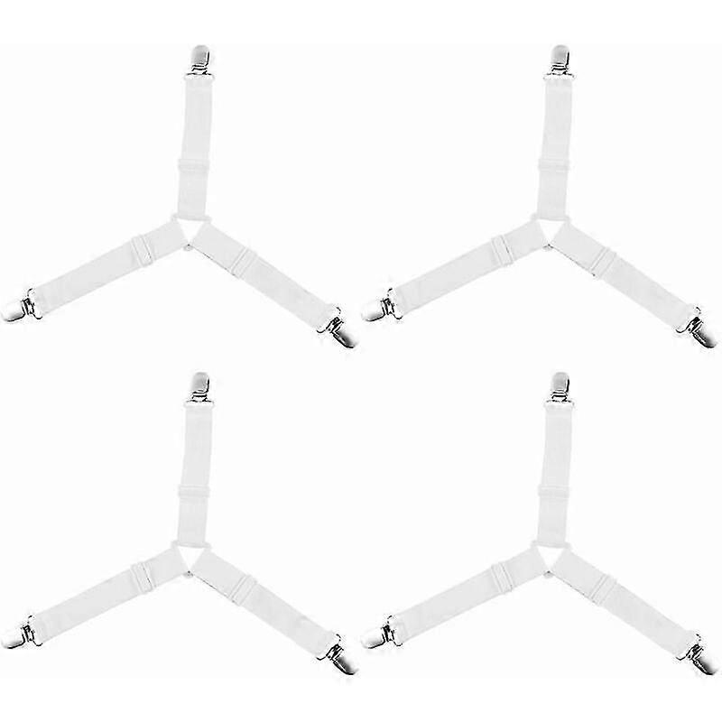 4 Bed Sheet Fasteners with Adjustable Elastic Clips for Secure Blankets