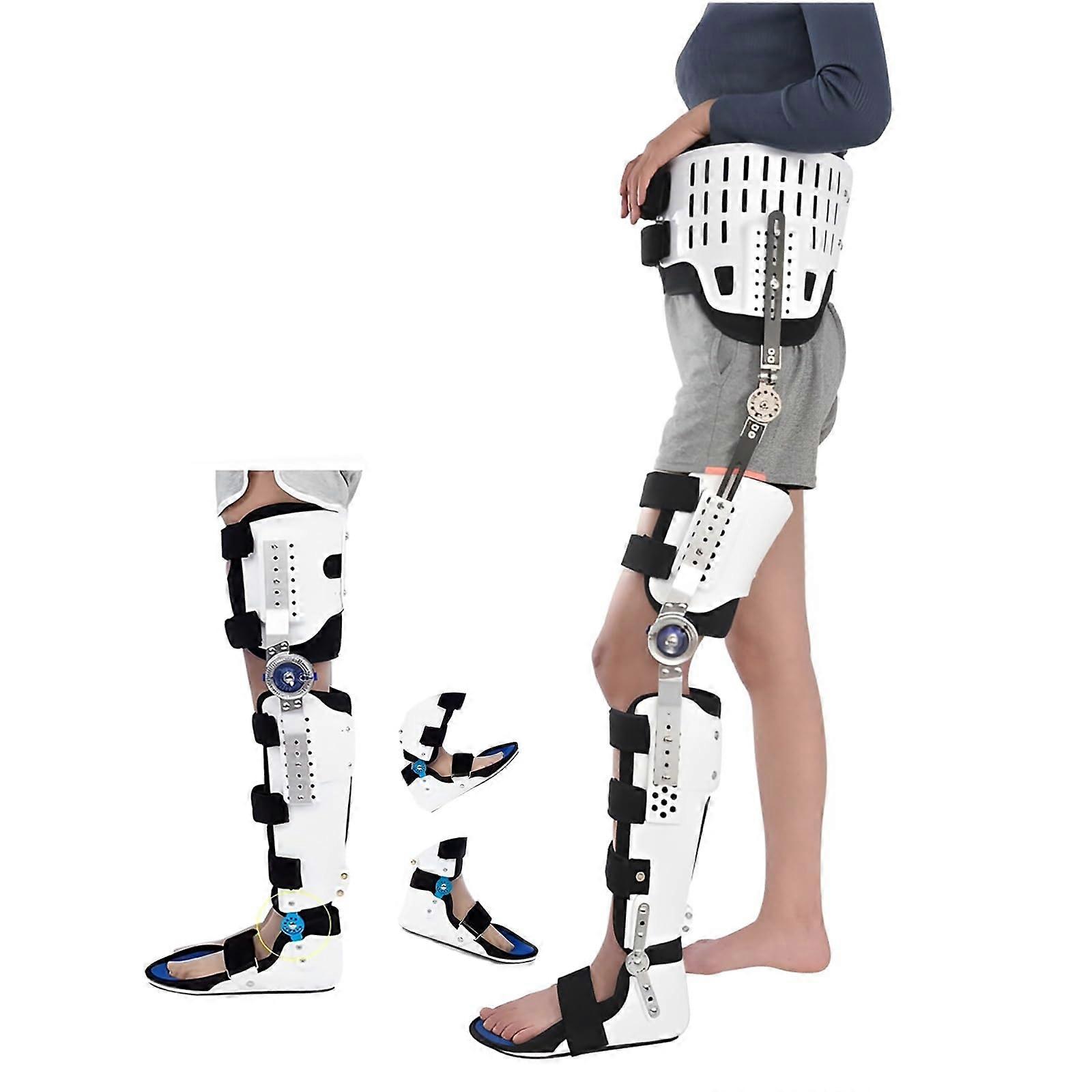 Knee Support Brace Adjustable Full Leg Immobilizer with MultiAngle Joint Control Left Medium