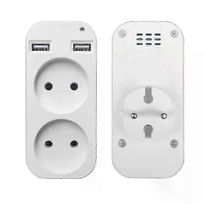 1 European plug adapter socket, multi-functional socket, portable dual USB socket, universal socket for Germany, France, and Russia