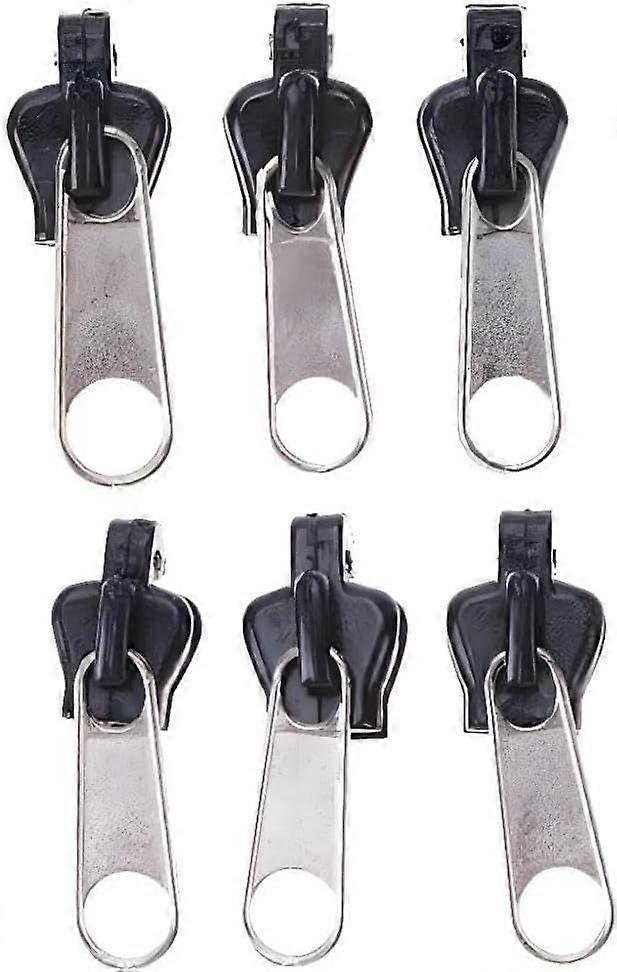 Zipper Replacement, 6Pcs Black Fasteners Fix Zip Puller Zipper Repair Kit
