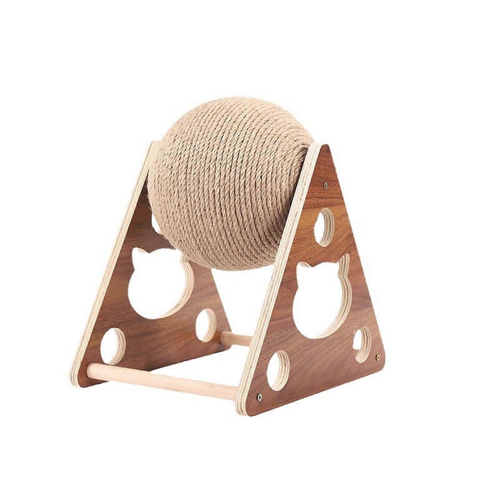 Natural Sisal Cat Scratching Post with Rotating Ball, Interactive Cat Cave for Claw Sharpening