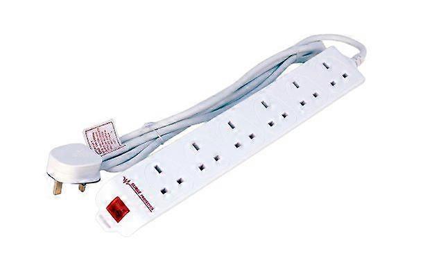 Multiprise blanche 2 m, 6 prises, Royaume-Uni