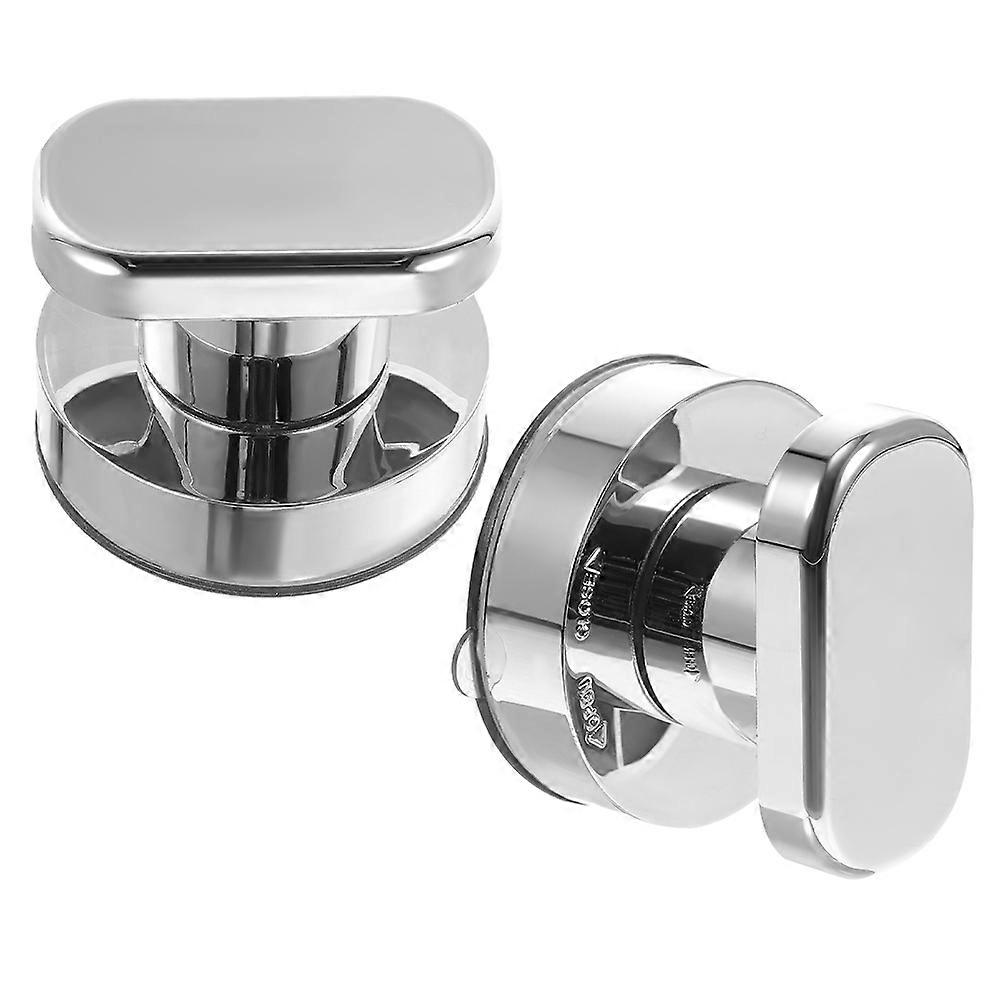 Suction Cup Door Handle for Home High Strength Grip ABS Material 2Pcs Silver