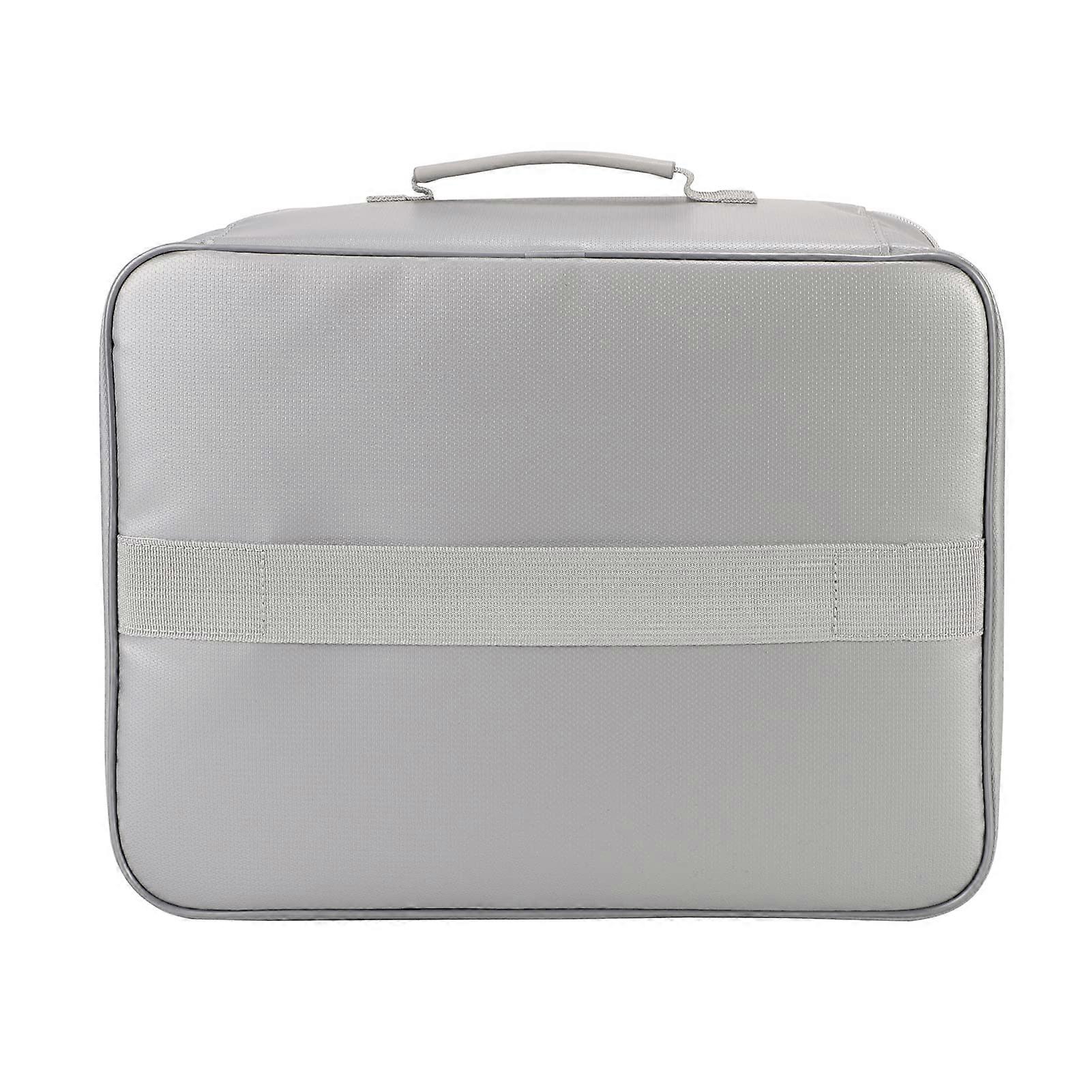 Fireproof Document Bag with Lock, Waterproof MultiPocket Organizer for Documents, Cash, Electronics – Silver