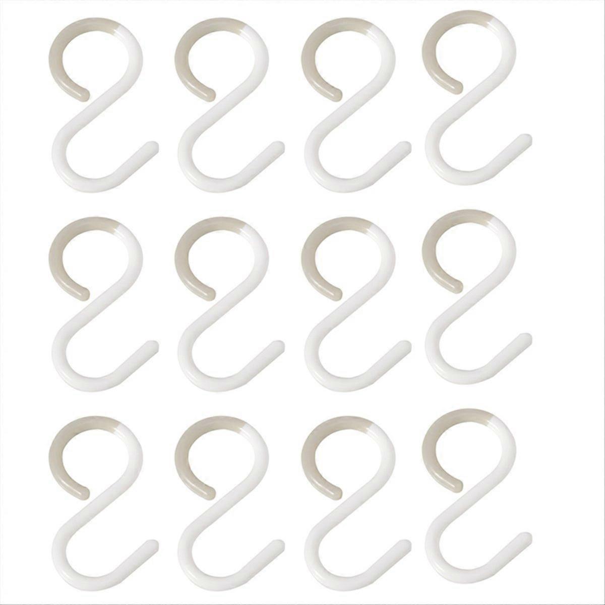 12Pack S Hooks Rack Hanger S Shaped Hooks Hanging Flexible Neck White