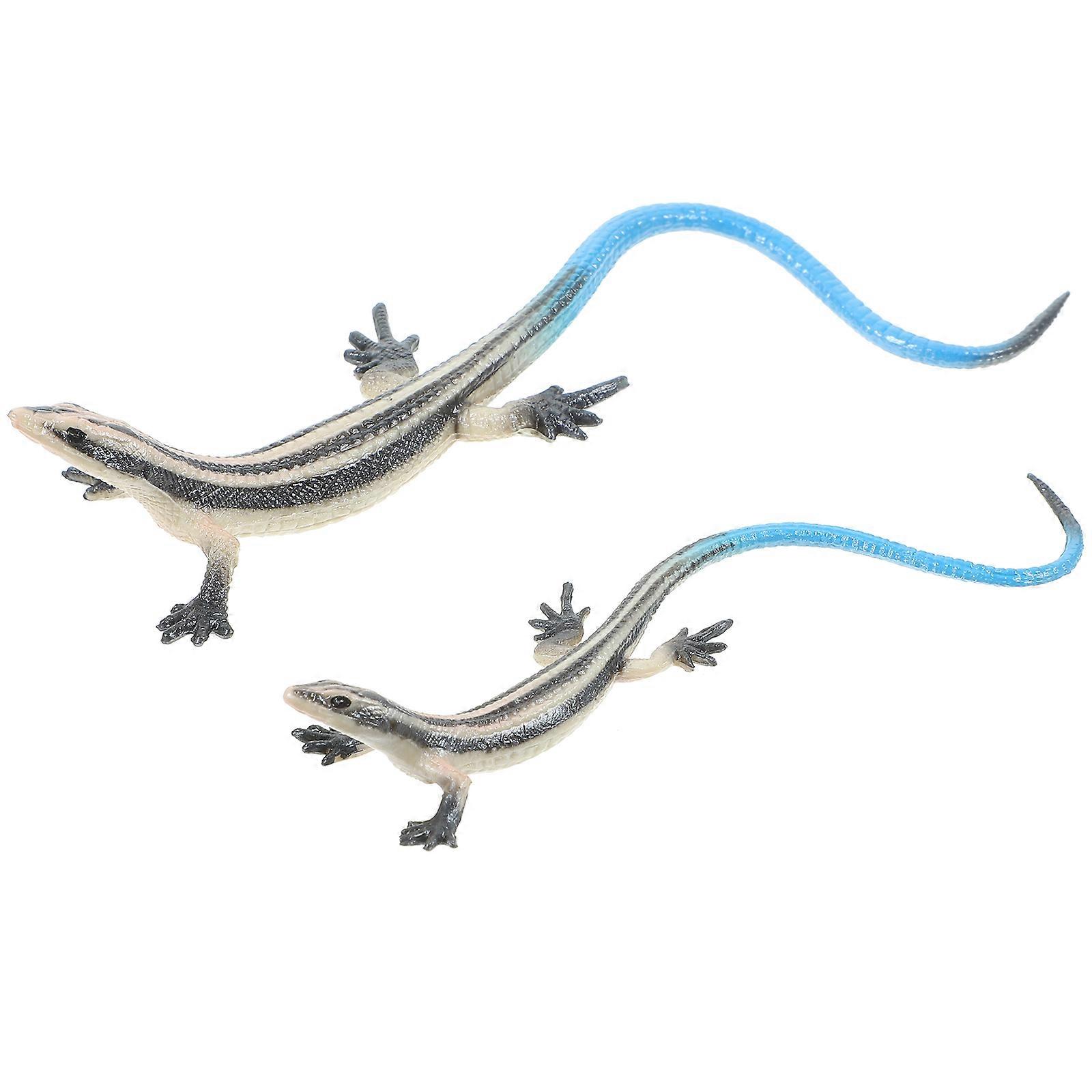 Blue Lizard Simulation Lizard Model for Stage Performance 2Pcs Plastic Toys
