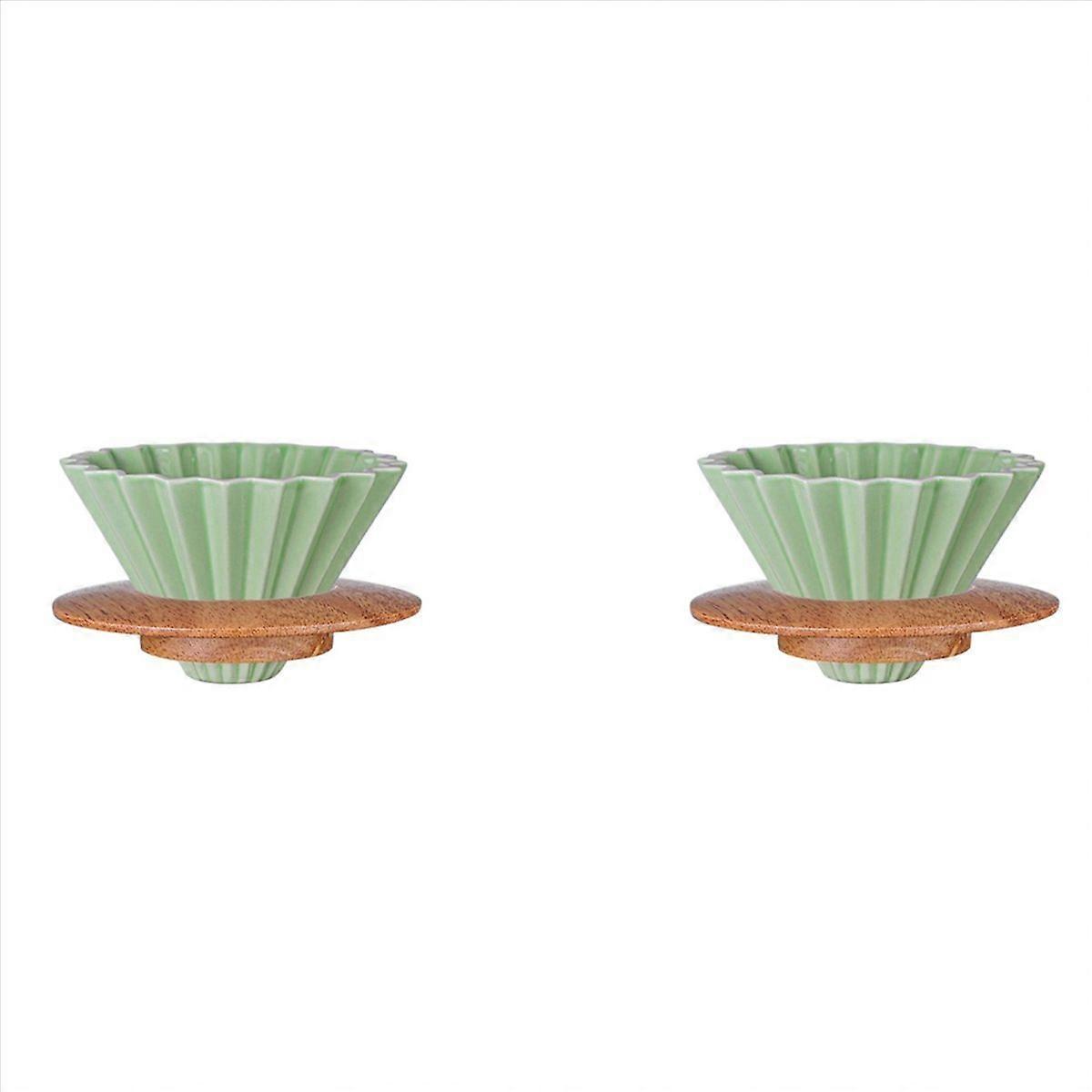 Ceramic Pour over Coffee Dripper Set with Stand Funnel Green