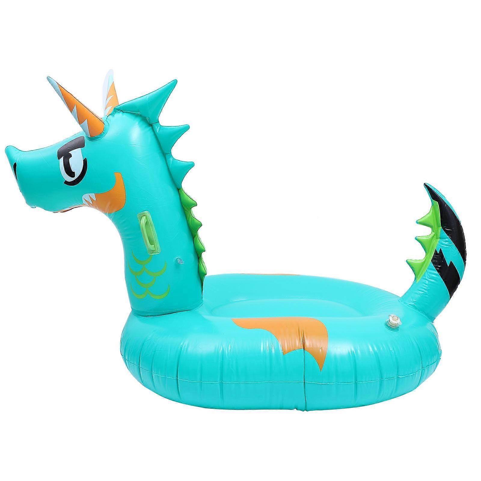 Inflatable Floating Mat for Swimming 2Pcs Dragon Shape Floating Bed Green