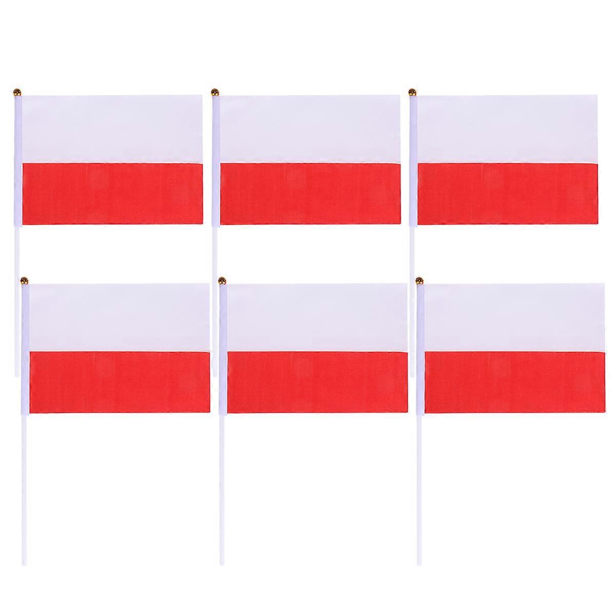Poland Stick Flag Hand Held Flags for Party 50Pcs Polyester
