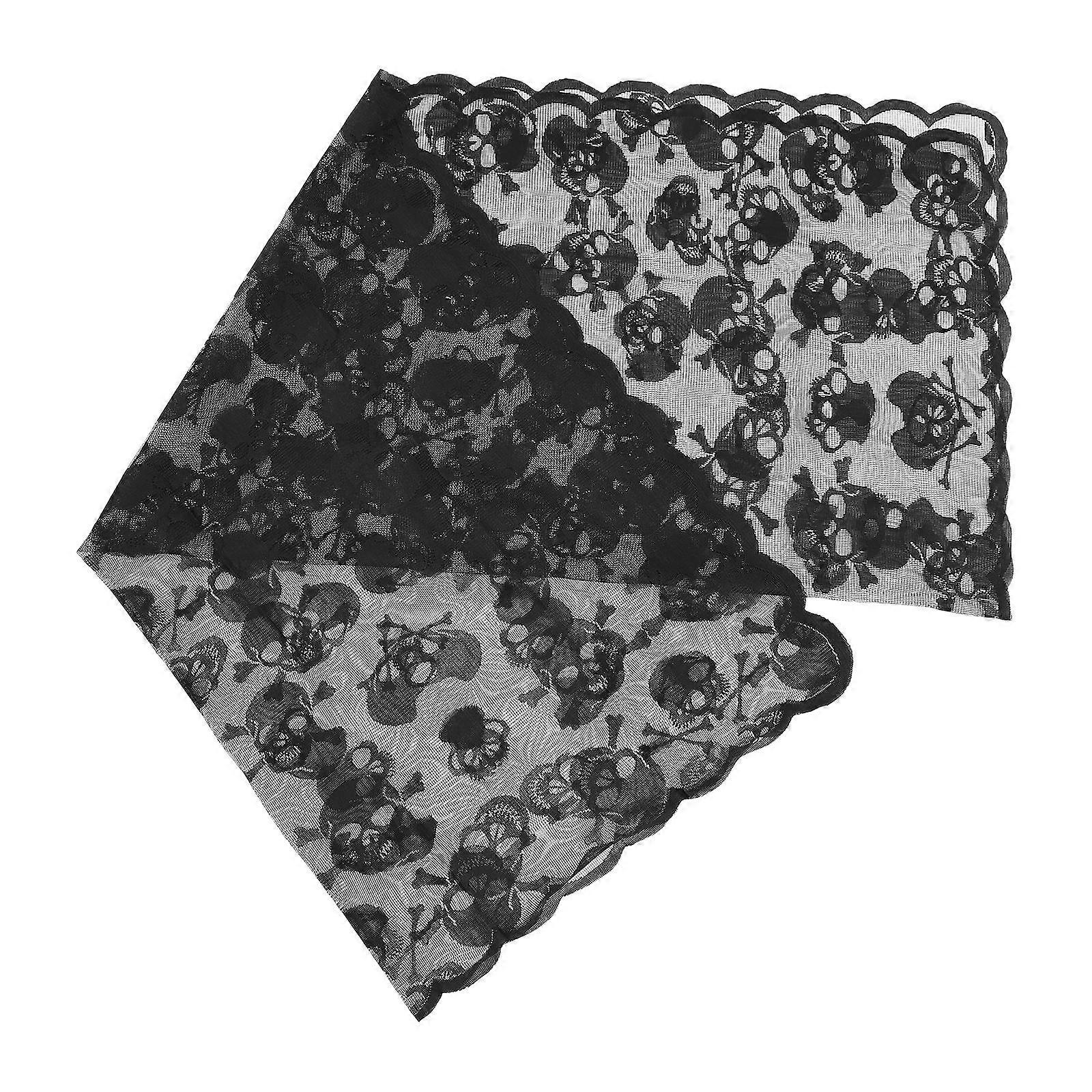 Halloween Skull Head Tablecloth Black Polyester Decoration for