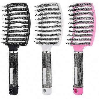 3-Pack Curved Bristle Hair Brushes for Detangling and Styling with Vented Design