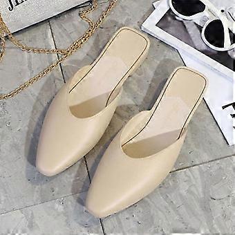Willtoo Damen-Lederschuhe mit niedrigem Absatz – Geschlossene, eckige Zehenpartie, Slipper mit Fersenriemen – Bequeme Freizeitschuhe für Alltag und festliche Anlässe, Beige