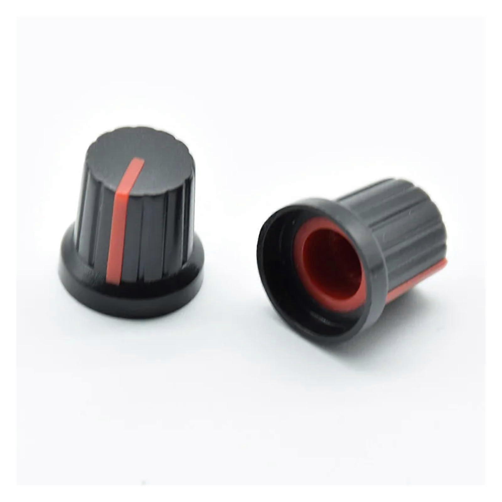 12 Pcs 6mm Potentiometer Knobs Set with Secure Threaded Fit and Knurled Ergonomic Red Caps