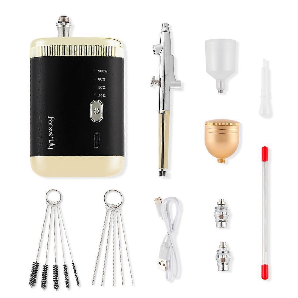 Top 0.3mm Double Action Airbrush -maalausruiskun ilmakompressorisarja, joka on yhteensopiva Nail Art Craft Cake -happiruiskun Nano-sumuttimen kanssa